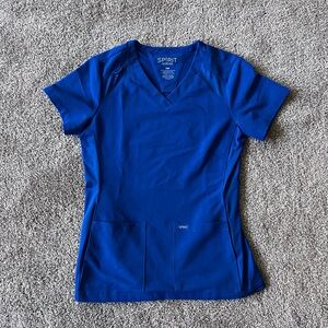 Spirit Women's Bright Blue Short Sleeve Scrub Top